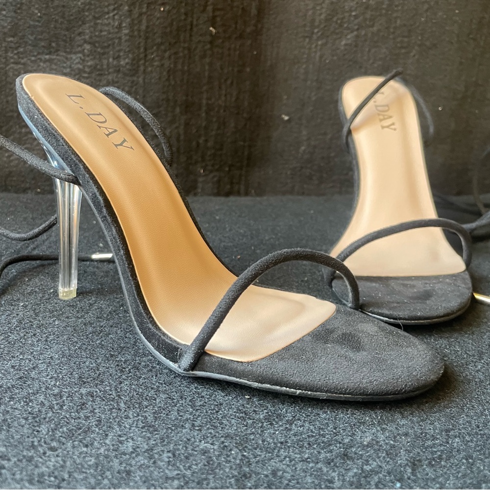 Sexy lace up acrylic heels